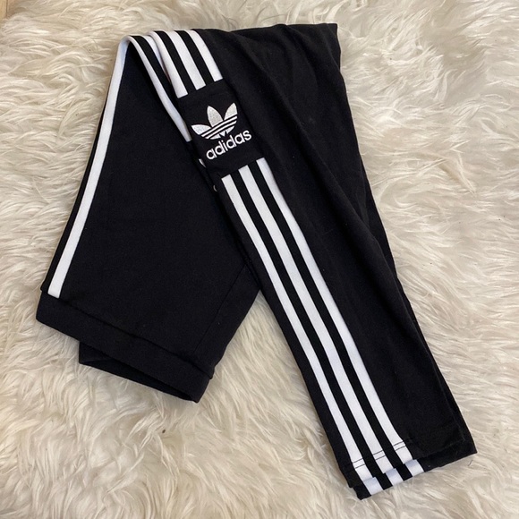 Adidas 3 Stripe Black Leggings - Picture 1 of 3